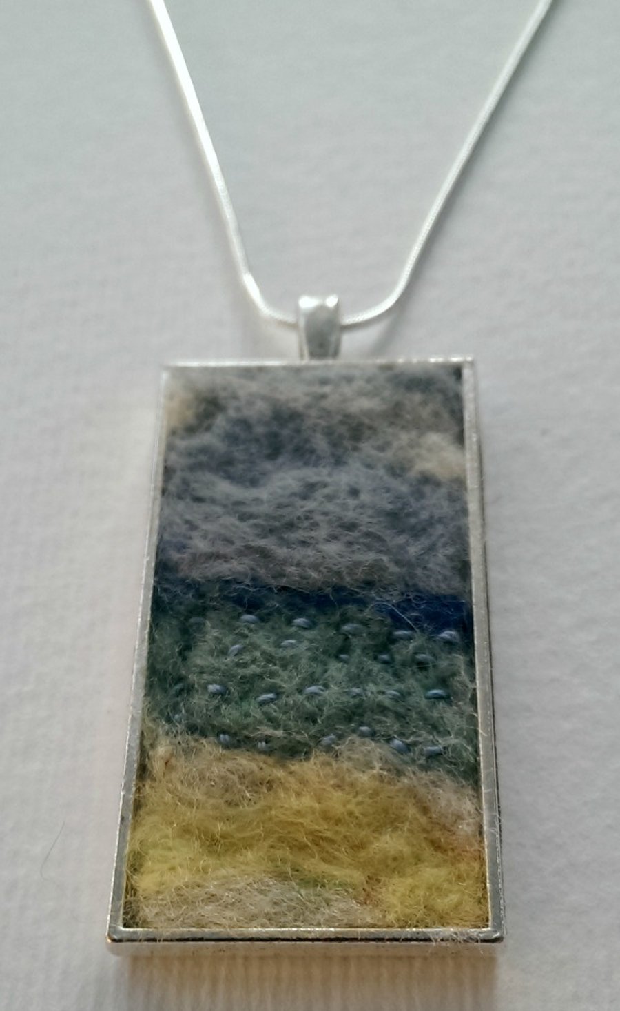 Seascape Needle Felted Art Pendant
