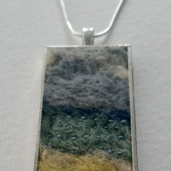 Seascape Needle Felted Art Pendant