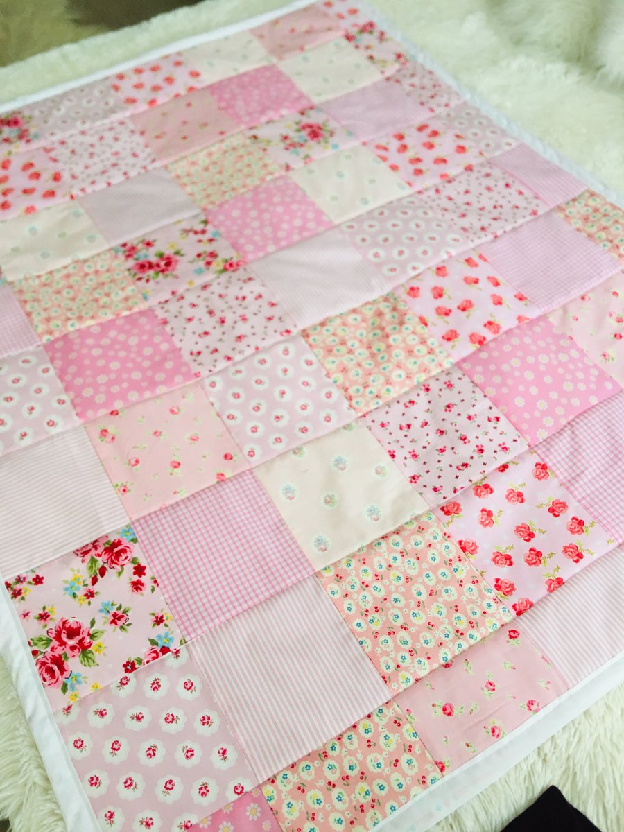 Pink Patchwork quilt, throw, blanket, bedspread