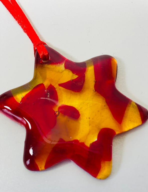 Fused glass star - glass hanging star