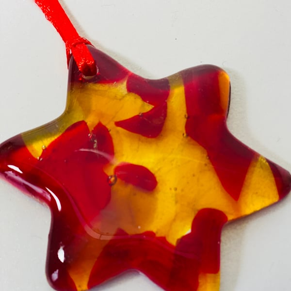Fused glass star - glass hanging star