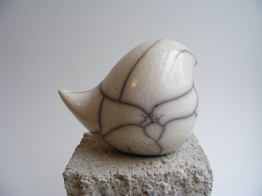 Raku glazed round bird (2)