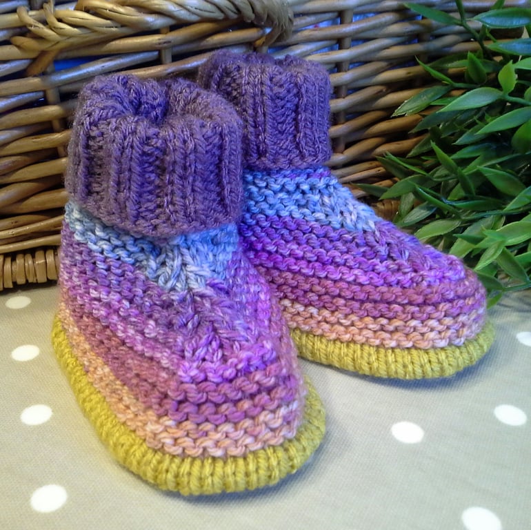 Baby Girls Aran Hand knitted Slippers-Booties  9-12 months size