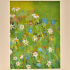 Original  Painting of a Garden of Daisies