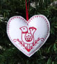 Christmas hanging decoration, felt decoration, embroidered decoration