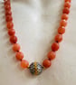 Amber coloured Chalconey hand knotted beaded necklace  - Image 2