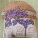 Handmade Felt Embroidered Wisteria Cottage