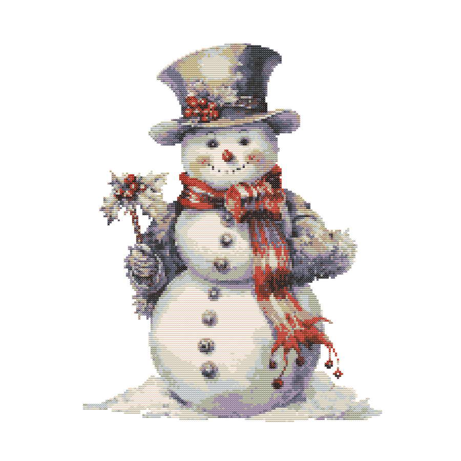 VICTORIAN SNOWMAN - Cross Stitch Pattern - Cross Stitch Chart
