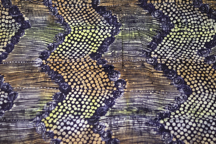 Multicoloured zigzag handmade Batik cotton fabric sold by the yard