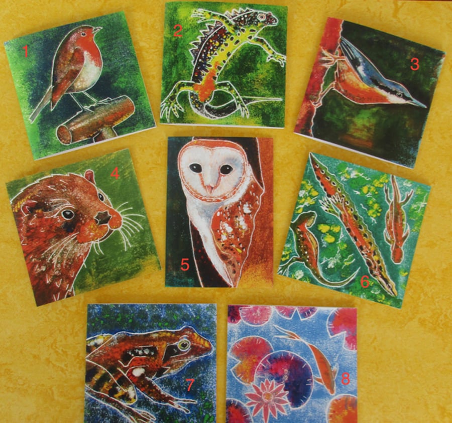 Pack of 5 Pick and Mix Greetings Cards - nature themed on recycled card
