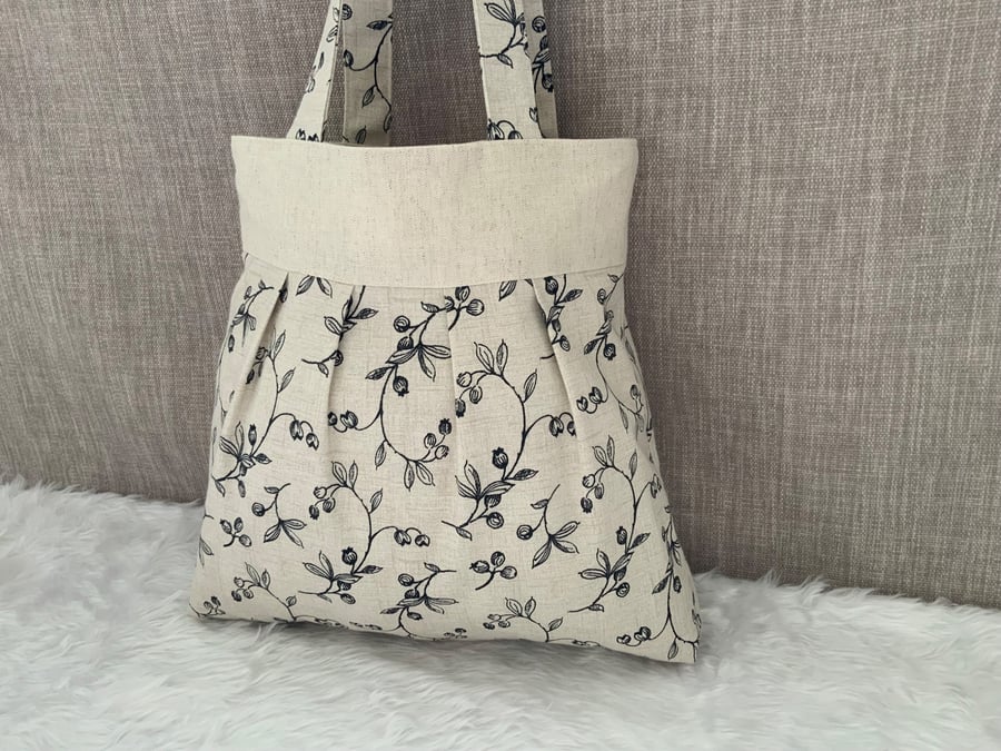 Tote Bag, Pleated Tote Bag, Linen, Day Bag, Handmade Bag