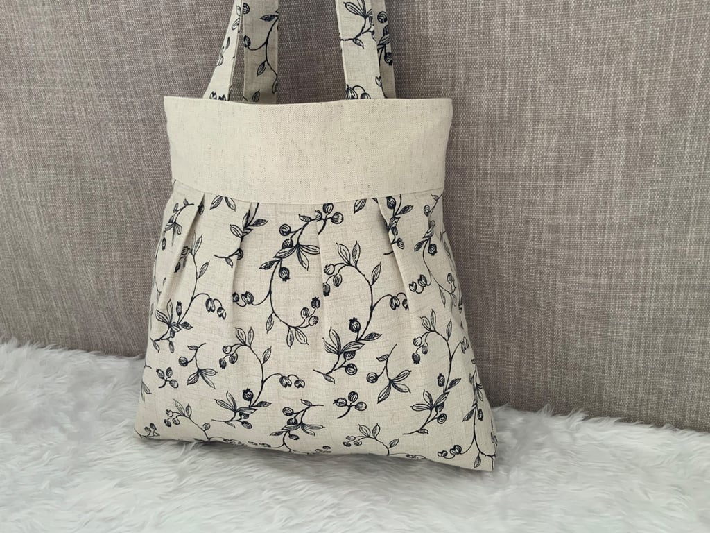 Tote Bag, Pleated Tote Bag, Linen, Day Bag, Handmade Bag