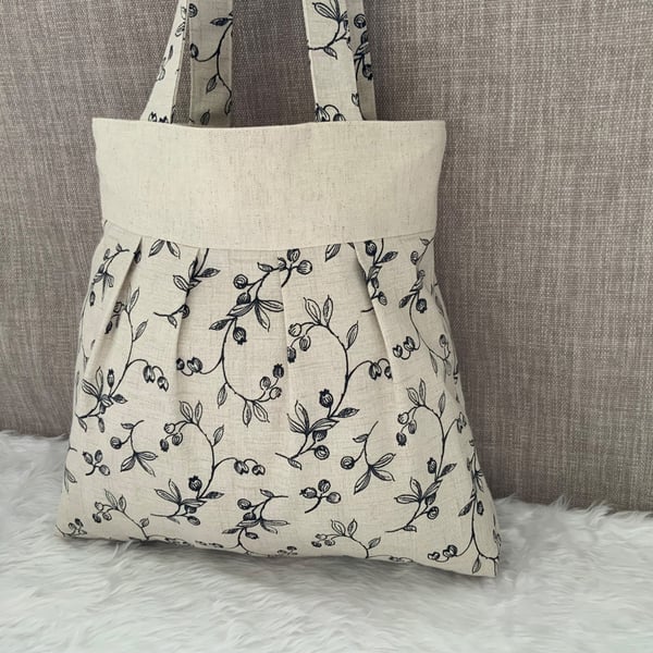Tote Bag, Pleated Tote Bag, Linen, Day Bag, Handmade Bag