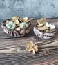 Hand Built Pair of Clay Bark Bowls, Hand Painted Rustic Pottery, Wabi Sabi - Image 2