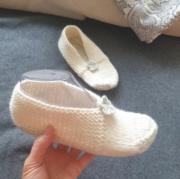 Hand knitted slippers, Wool sofa socks, Gift fo... - Folksy
