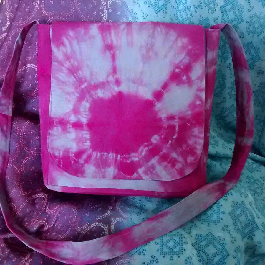 Pink & Blue Tie Dye Messenger Bag