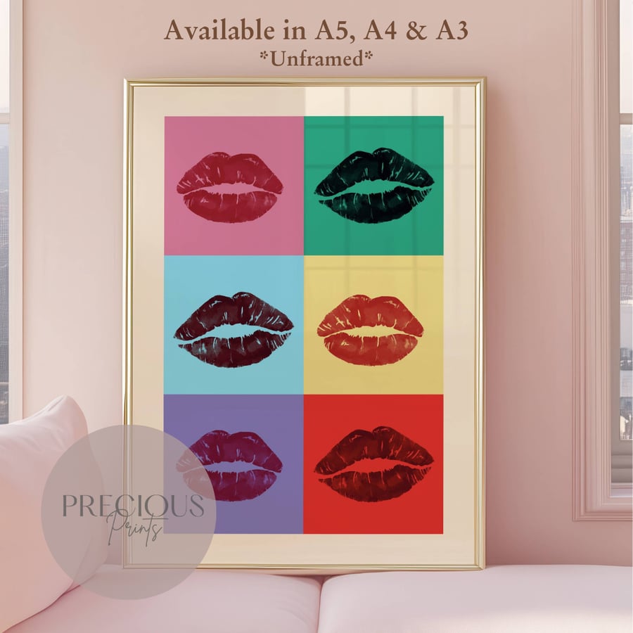 Lip Colourful Pop Art Poster Preppy Poster A5 A4 A3 Unframed
