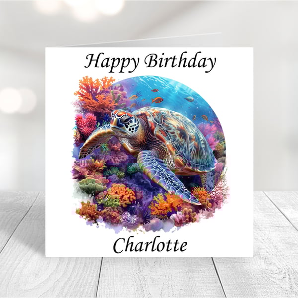 Sea Turtle Personalised Birthday Card