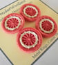 Dorset Buttons, Set of 4, Handmade, Coral, Cream, Cotton,  1", 2.6cm - Image 2