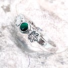 Fine silver green paua shell ring