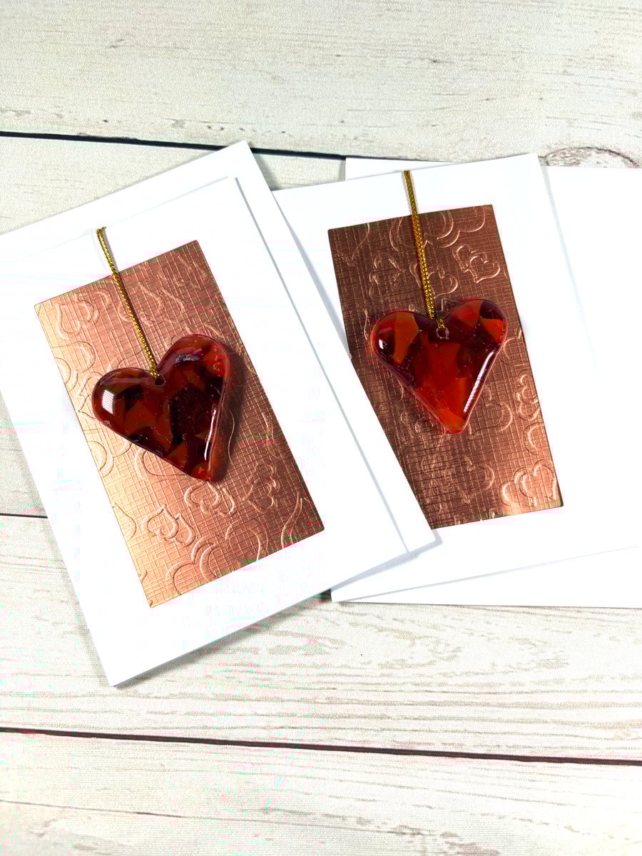 Special valentines keepsake glass heart card