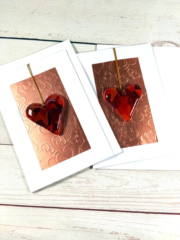 Special valentines keepsake glass heart card