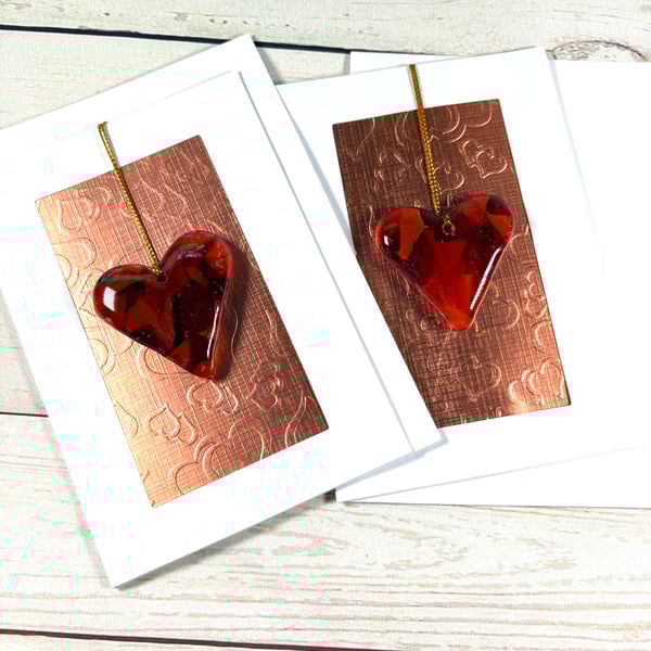 Special valentines keepsake glass heart card