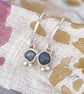 Raw sapphire gemstone earrings, silver hoop earrings - Image 1