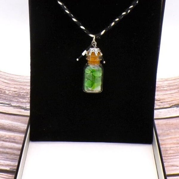 Handcrafted Sea glass pendant- Bottle pendant