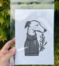 Freshly printed Greyhound linocut print A5 - Image 3