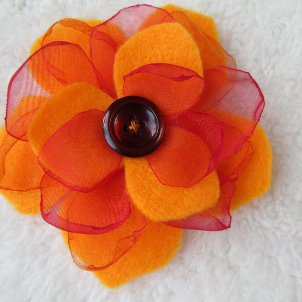 Orange flower hair clip