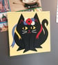 Black Cat in Flower Crown Large Fridge Magnet - original acrylic magnetic art - Image 7