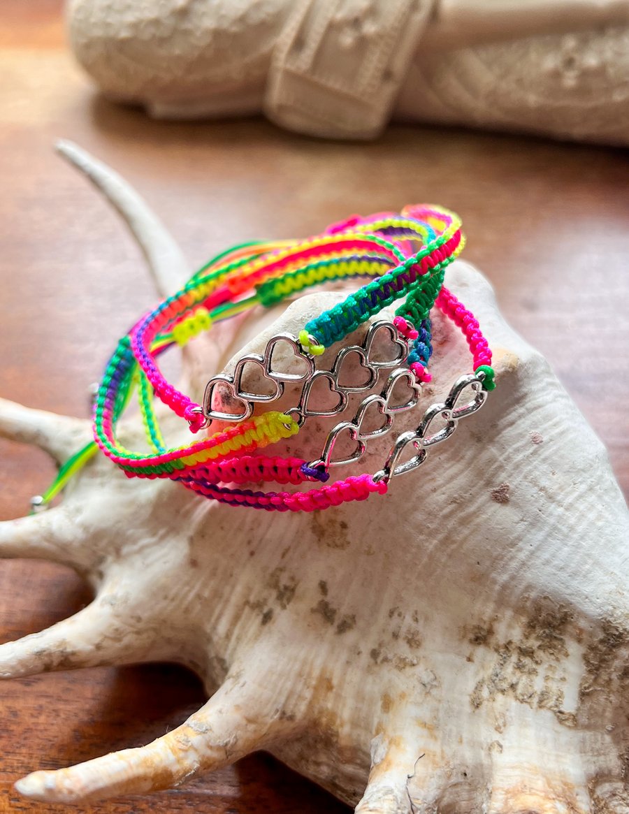 Rainbow Love Bracelet - Macrame Friendship Adjustable Bracelet Pride