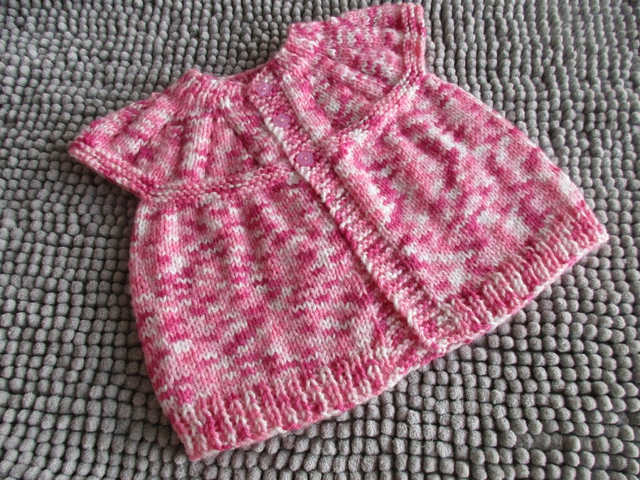 16" Sleevless Multi Pinks Baby Cardigan