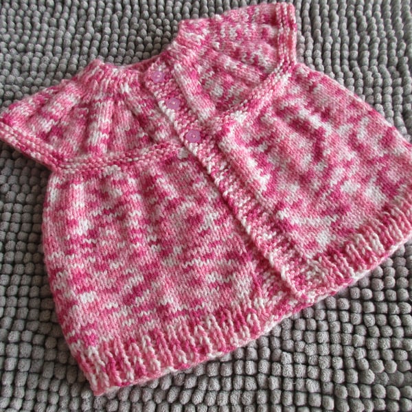 16" Sleevless Multi Pinks Baby Cardigan