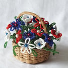 Basket of French Beaded Flowers 