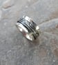 Silver Spinner Ring with Leaf-Patterned Spinner, size M - Image 2