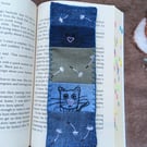 Handmade fabric Bookmark - Cats and Dandelion Seeds - Book accessories