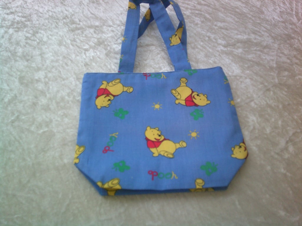 Winnie the Pooh on Blue Fabric Bag
