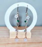 Statement Gold Plated Rose Quartz Botanical Dangles  - Image 1