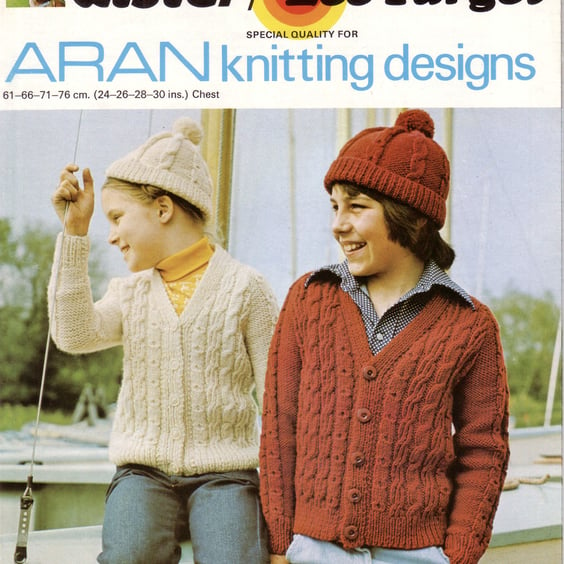 Vintage Knitting Pattern K672: from Lister Lee, Aran Cardigan and Beanie