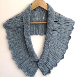 Blue Grey Lace Wool shawlette