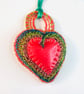 Large red rubber and wire heart pendant from recycled materials - Image 5