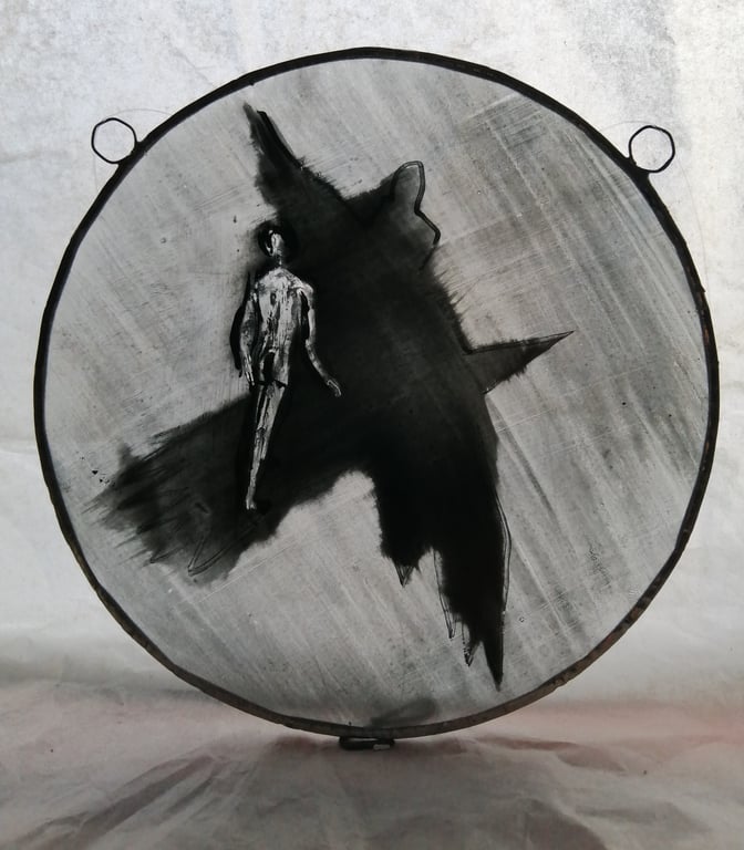 Stained Glass  Painted Roundel - Protection