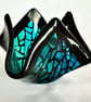 Handmade Blue Hues Fused Glass  Candle Holder - Image 6
