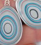 Drop fordite earrings - grey and blue - Image 3