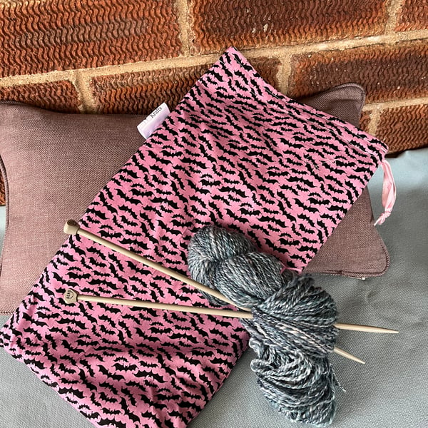 Batty knitting project bag