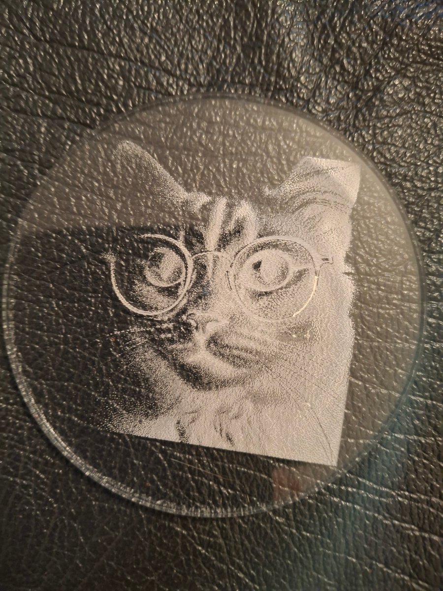 Acrylic coaster of cat wearing glasses
