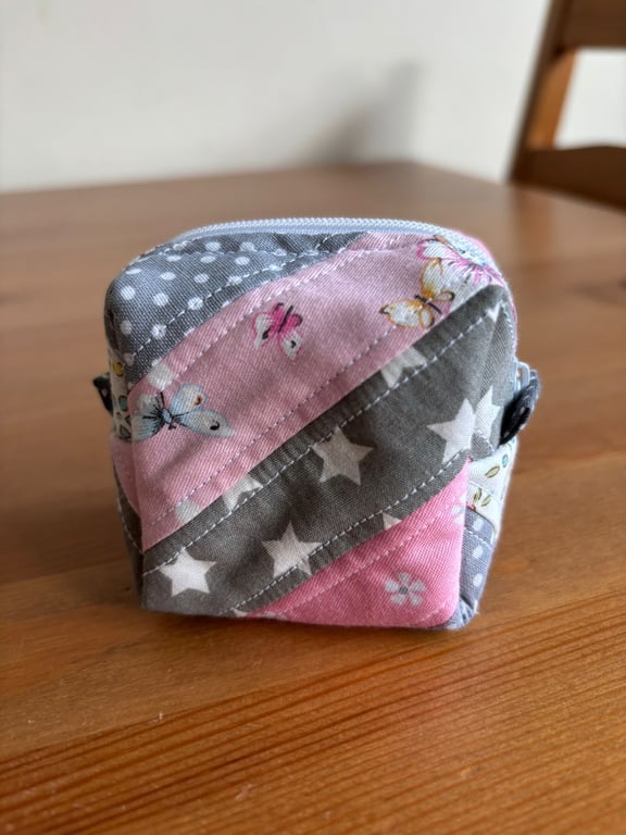 Quilt Patchwork coins purse in pink
