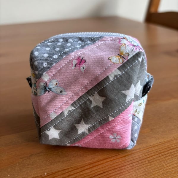 Quilt Patchwork coins purse in pink